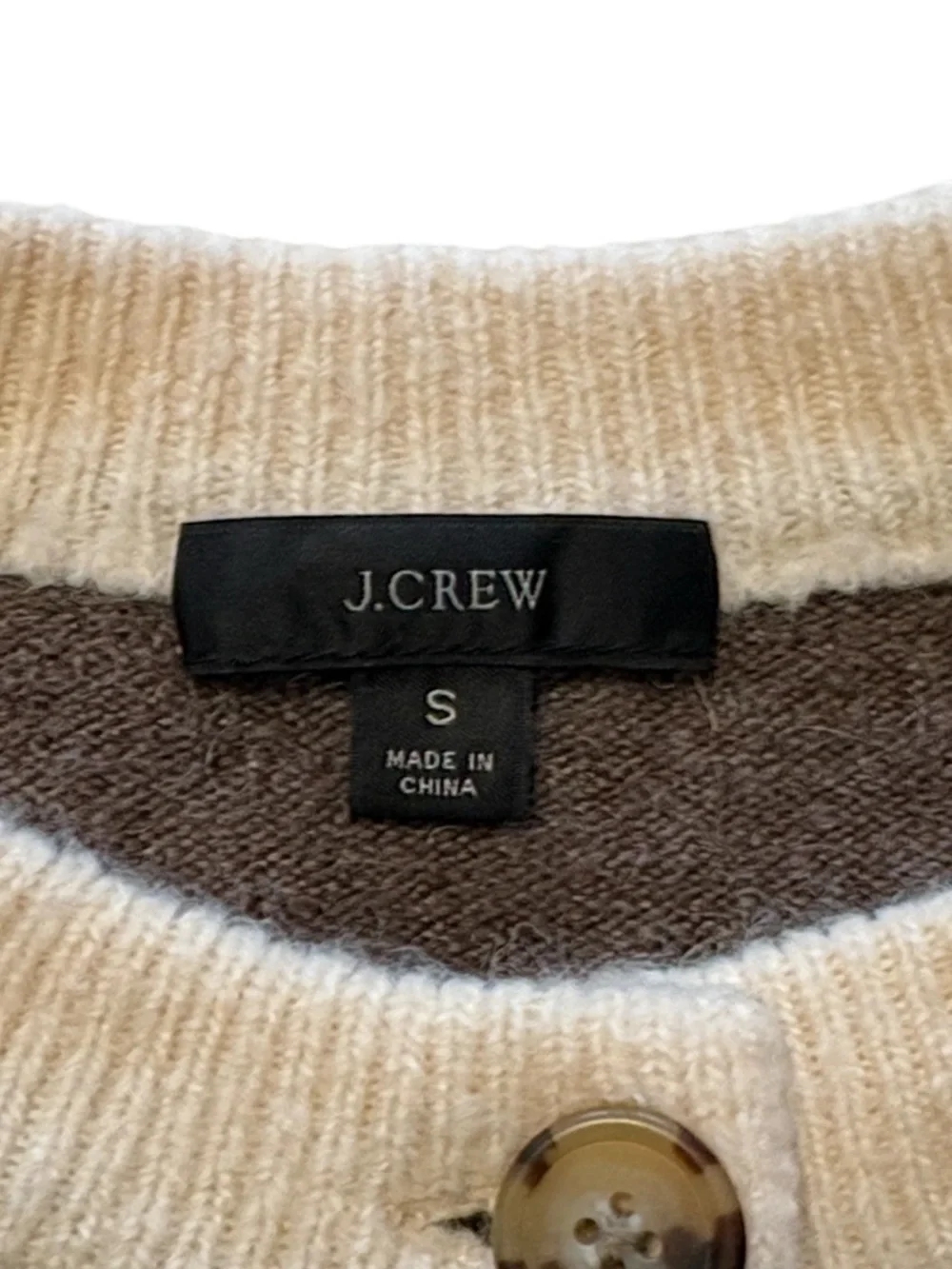 J. Crew Sweater Wool Blend Fair Isle Cardigan S Brown Cream Relaxed Fit Fall